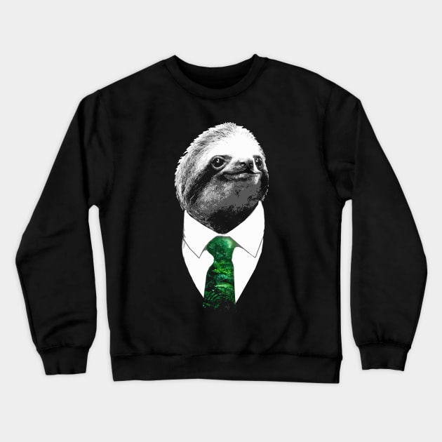 Boss Sloth - Mr. Sloth with Tie Crewneck Sweatshirt by robotface